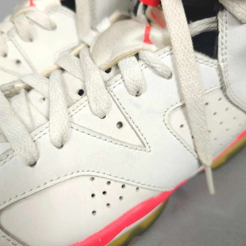 Nike Air Jordan 6 Shoes Boy 6.5y  White Infrared Retro Leather Lace Up - Picture 9 of 16